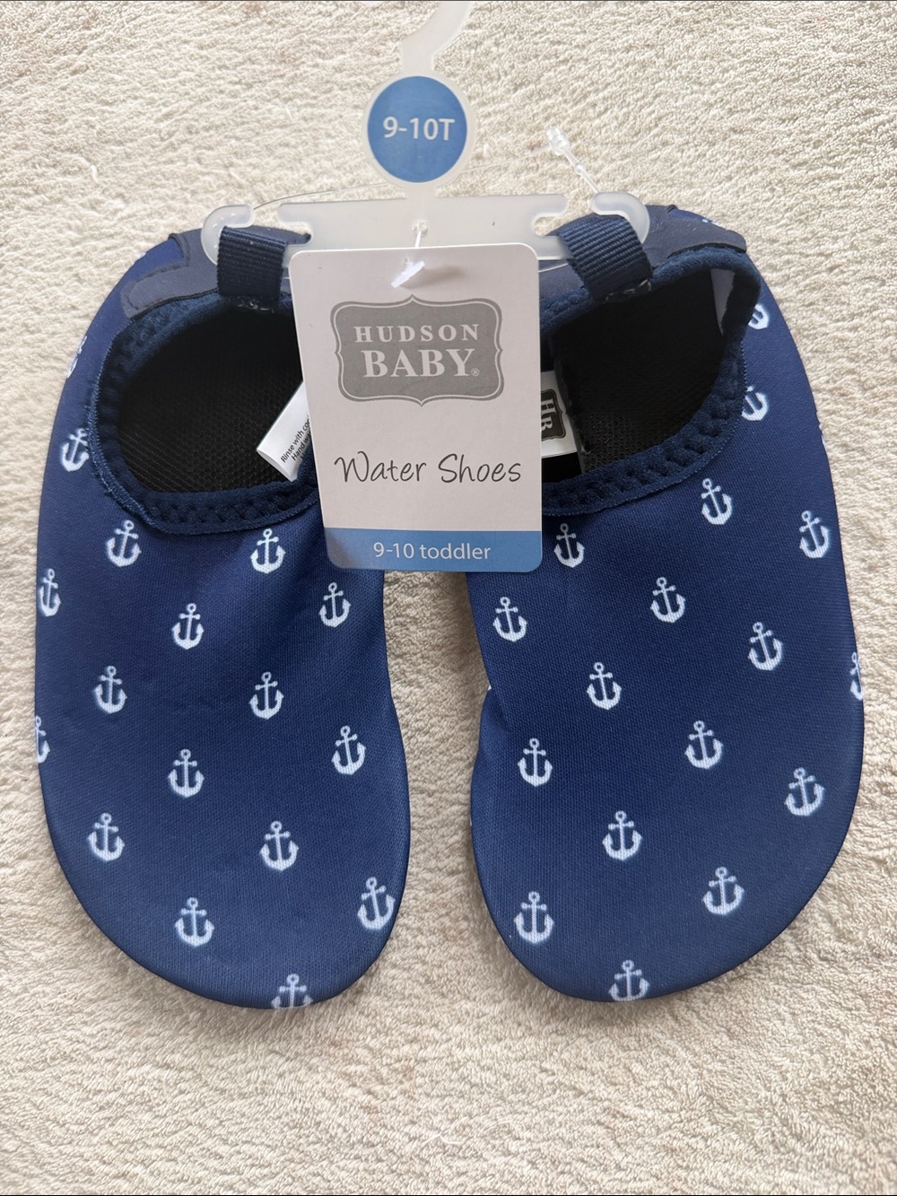 Hudson Baby Navy Water Shoes with White Anchor Print - Kids